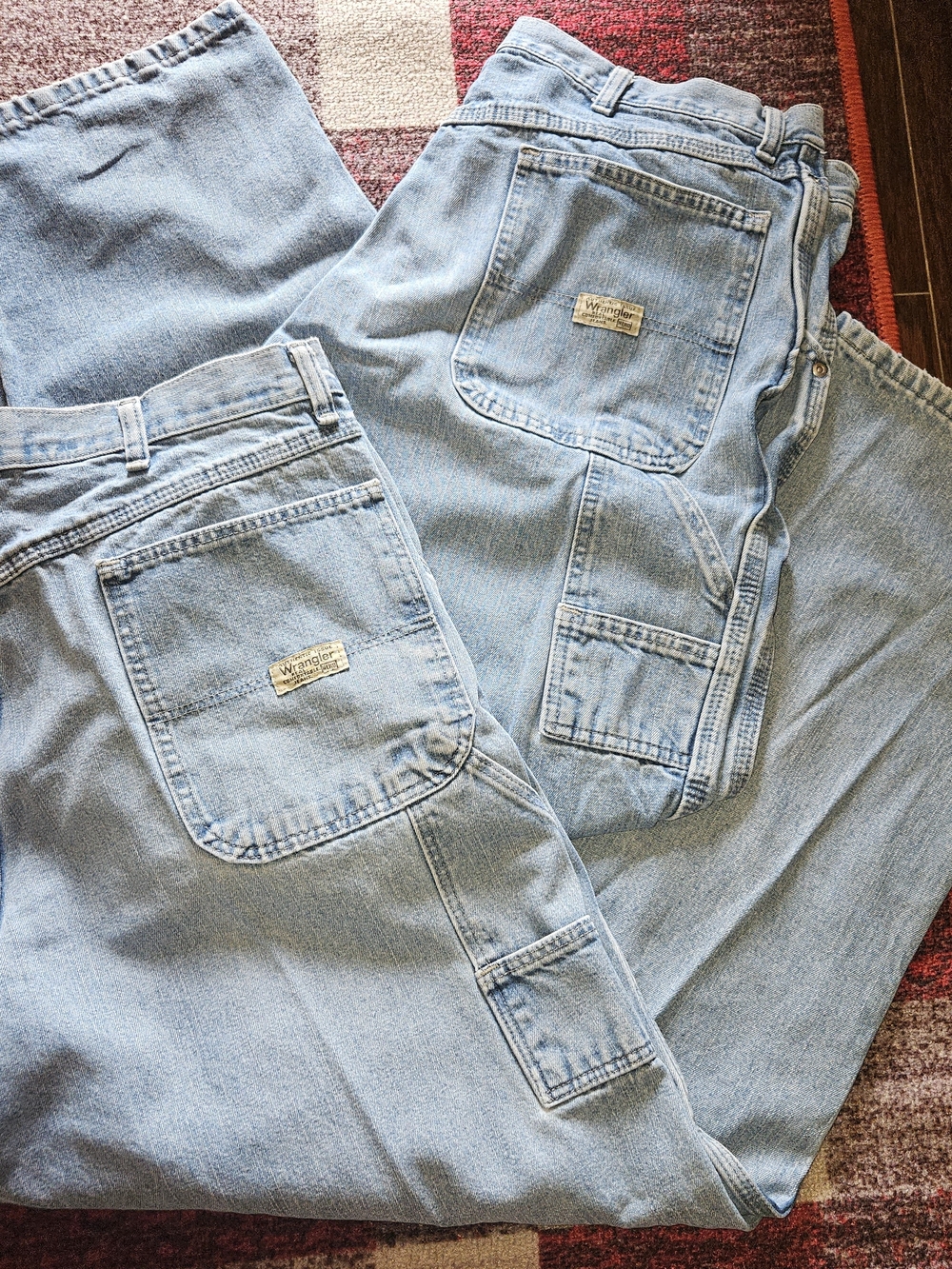 2 PAIR- 1 PRICE! Wrangler Light Blue Straight Leg Carpenter Jeans